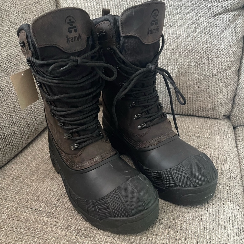 Kamik Men's Brown and Black Waterproof Winter Boots